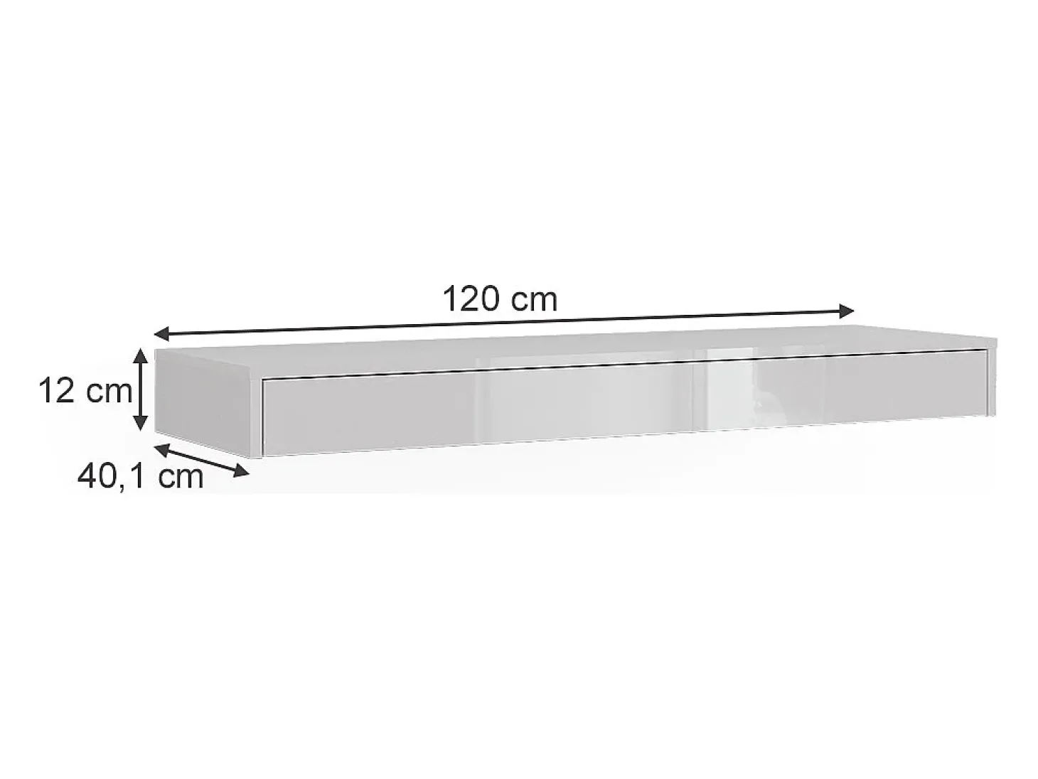 Prateleira de parede branco alto brilho 120x40.1x12 sherry