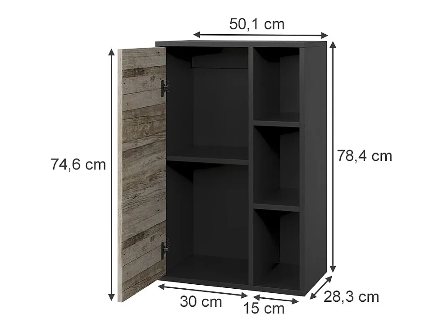 Prateleira de parede carvalho preto/areia 50.1x28.3x78.4 berno
