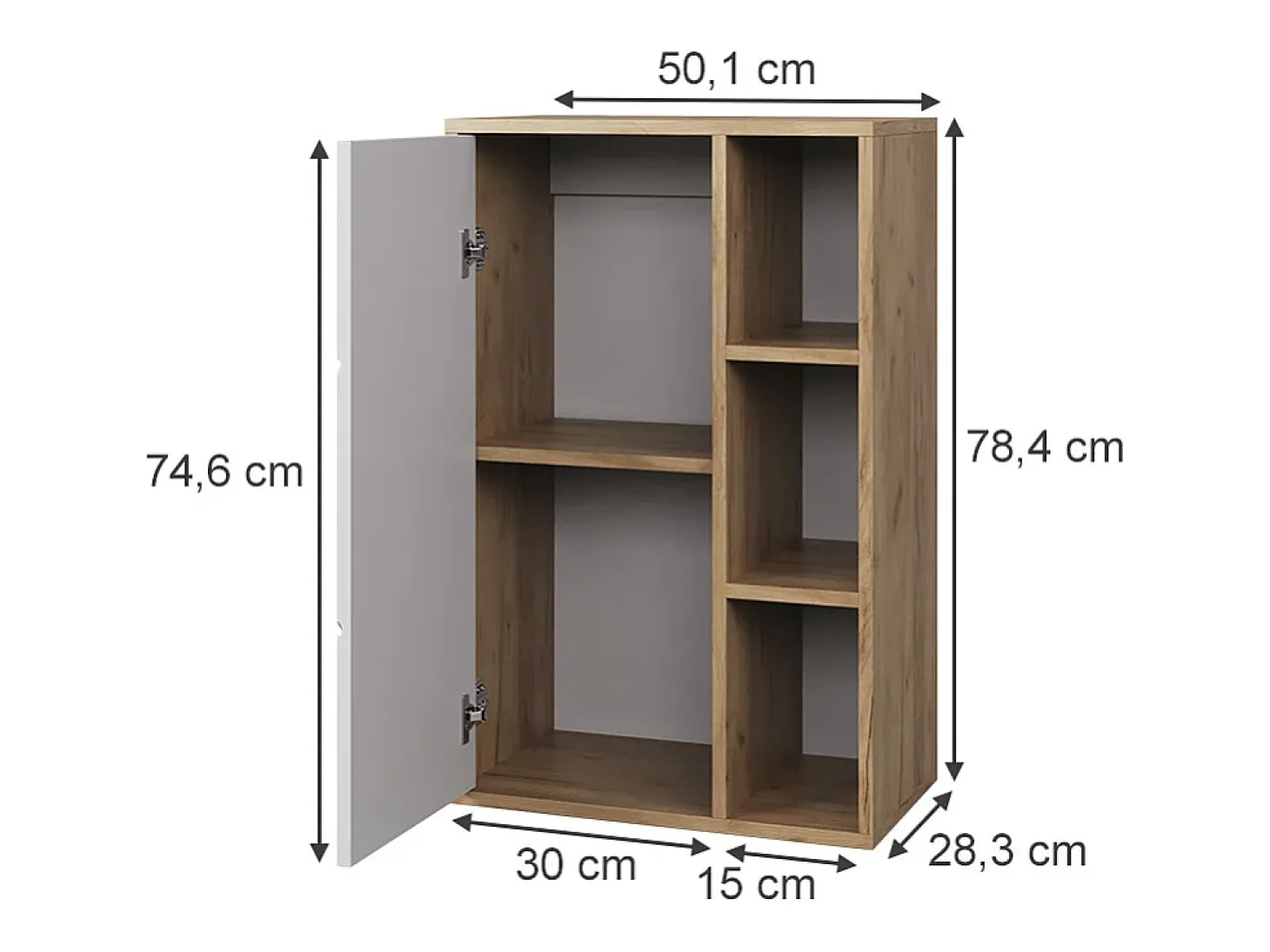 Prateleira de parede carvalho goldkraft/branco 50.1x28.3x78.4 berno
