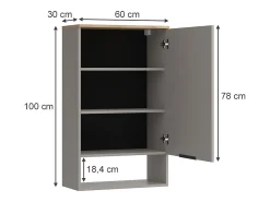 Prateleira de parede cinzento-bege 60x30x100 wido