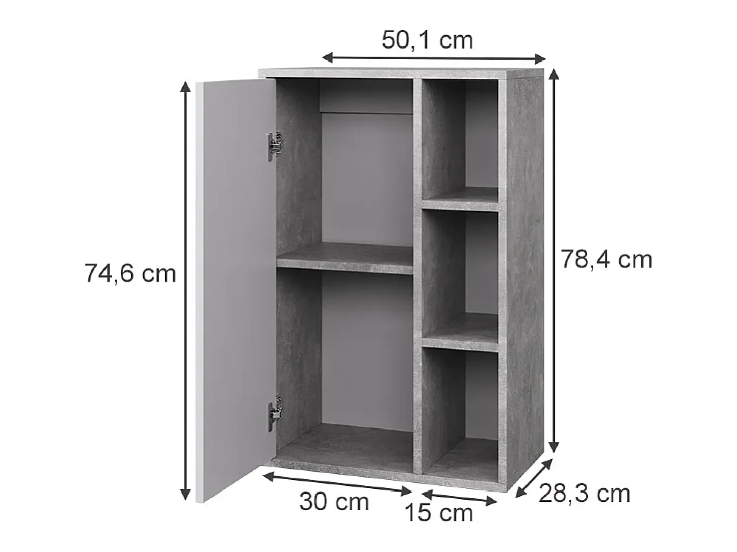 Prateleira de parede concreto/branco 50.1x28.3x78.4 berno