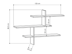 Prateleira de parede design moderno TANA Cinza Antracite 3 prateleiras