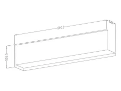 Prateleira de parede design 150cm Cor carvalho escuro. Coleção BERGAMO.
