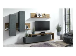 Prateleira de parede design 150cm Cor carvalho escuro. Coleção BERGAMO.