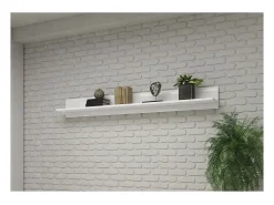 Prateleira de parede design 180cm cores branco fosco e branco brilhante. Coleção BREDA.