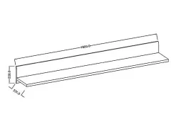 Prateleira de parede design 180cm cores branco fosco e branco brilhante. Coleção BREDA.