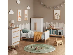 Prateleira de parede para quarto infantil branco/artesanal 70x20x20 malia