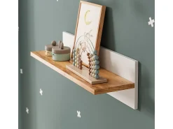 Prateleira de parede para quarto infantil branco/artesanal 70x20x20 malia