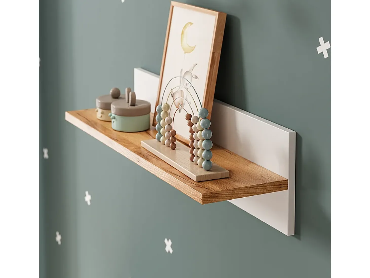 Prateleira de parede para quarto infantil branco/artesanal 70x20x20 malia