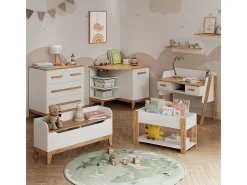 Prateleira de parede para quarto infantil branco/artesanal 70x20x20 malia