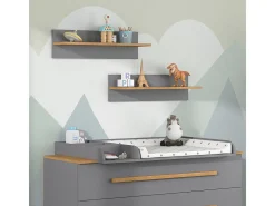 Prateleira de parede para o quarto das crianças cinza 70x18.4x20 malia