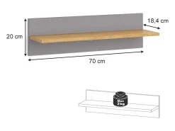 Prateleira de parede para o quarto das crianças cinza 70x18.4x20 malia