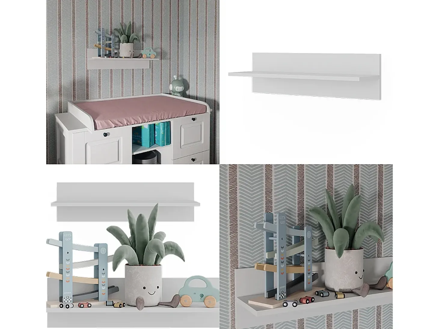 Prateleira de parede para o quarto das crianças branco 70x20x20 ajaton
