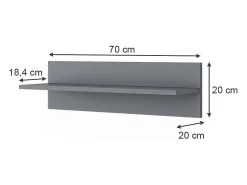 Prateleira de parede para o quarto das crianças cinza 70x20x20 ajaton