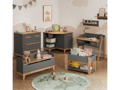 Prateleira de parede para quarto infantil cinza/artesanal 70x20x20 malia