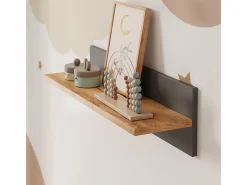 Prateleira de parede para quarto infantil cinza/artesanal 70x20x20 malia