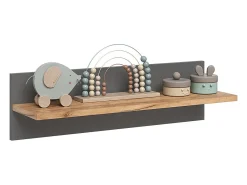 Prateleira de parede para quarto infantil cinza/artesanal 70x20x20 malia