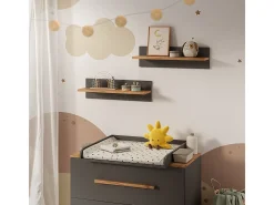 Prateleira de parede para quarto infantil cinza/artesanal 70x20x20 malia