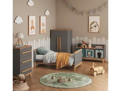 Prateleira de parede para quarto infantil cinza/artesanal 70x20x20 malia