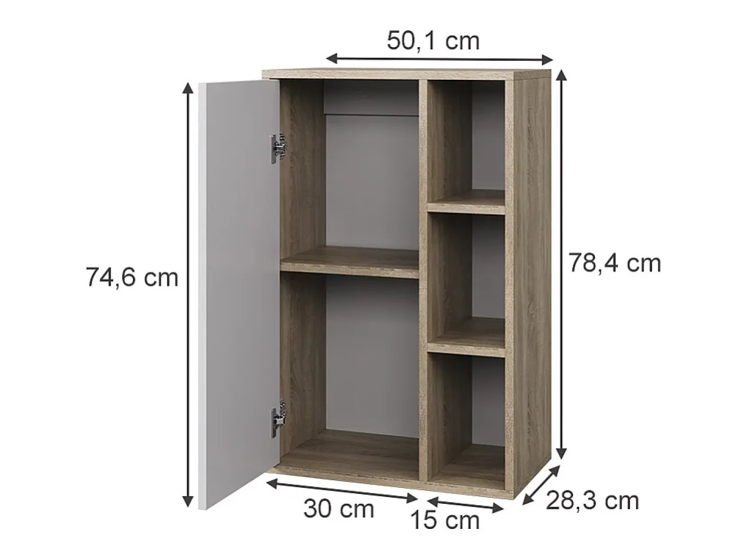 Prateleira de parede sonoma/branco 50.1x28.3x78.4 berno