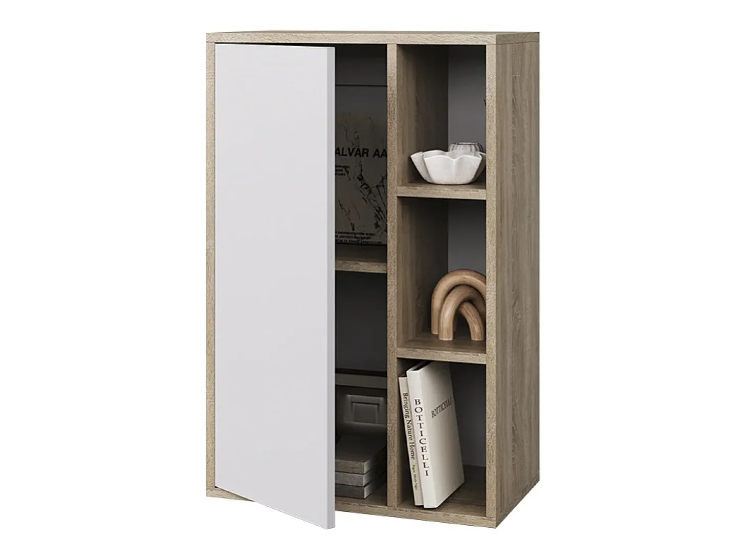 Prateleira de parede sonoma/branco 50.1x28.3x78.4 berno