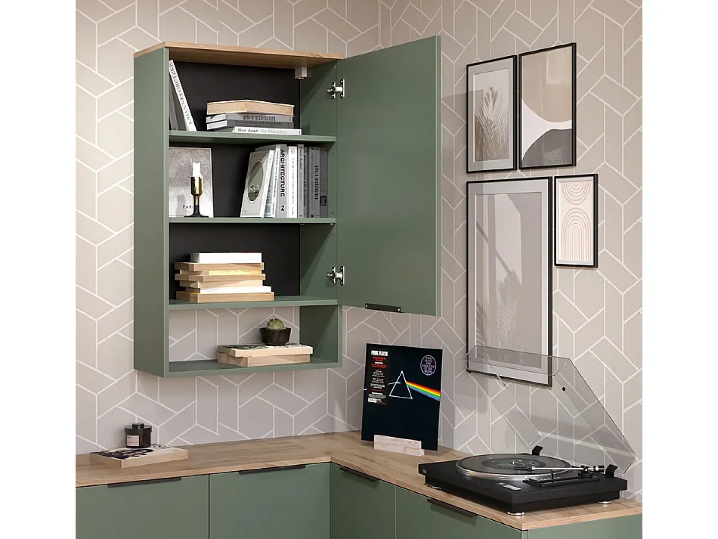 Prateleira de parede verde 60x30x100 wido