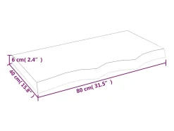 Prateleira de parede 80x40x(2-6) cm carvalho maciço não tratado