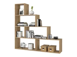 Prateleira de sala de estar Klum com 10 compartimentos em carvalho canadense, 145x145x29 cm