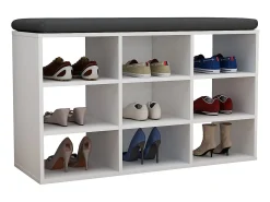Prateleira de sapato de madeira VCM | Dimensões aprox. A. 50 x L. 80 x P. 30 cm | Sapatilhas com 9 compartimentos | Armário para sapatos - Hinsol XS (Branco)