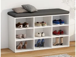 Prateleira de sapato de madeira VCM | Dimensões aprox. A. 50 x L. 80 x P. 30 cm | Sapatilhas com 9 compartimentos | Armário para sapatos - Hinsol XS (Branco)