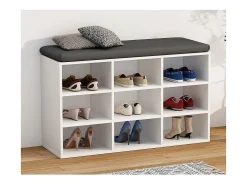 Prateleira de sapato de madeira VCM | Dimensões aprox. A. 50 x L. 80 x P. 30 cm | Sapatilhas com 9 compartimentos | Armário para sapatos - Hinsol XS (Branco)