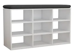 Prateleira de sapato de madeira VCM | Dimensões aprox. A. 50 x L. 80 x P. 30 cm | Sapatilhas com 9 compartimentos | Armário para sapatos - Hinsol XS (Branco)