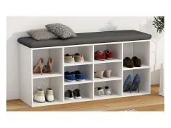 Prateleira de sapato de madeira VCM | Dimensões aprox. A. 50 x L. 104 x P. 30 cm | Sapato cômoda com 10 compartimentos | Armário para sapatos - Hinsol S (Branco)