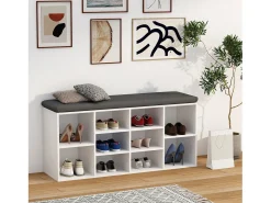 Prateleira de sapato de madeira VCM | Dimensões aprox. A. 50 x L. 104 x P. 30 cm | Sapato cômoda com 10 compartimentos | Armário para sapatos - Hinsol S (Branco)