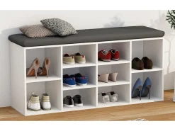 Prateleira de sapato de madeira VCM | Dimensões aprox. A. 50 x L. 104 x P. 30 cm | Sapato cômoda com 10 compartimentos | Armário para sapatos - Hinsol S (Branco)