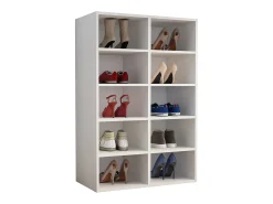 Prateleira de sapato de madeira VCM | Dimensões aprox. A. 84 x L. 55 x P. 30 cm | Sapatilhas com 10 compartimentos | Armário para sapatos - Hinsol M (Branco)