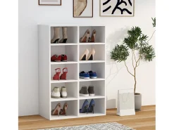 Prateleira de sapato de madeira VCM | Dimensões aprox. A. 84 x L. 55 x P. 30 cm | Sapatilhas com 10 compartimentos | Armário para sapatos - Hinsol M (Branco)