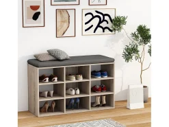 Prateleira de sapato de madeira VCM | Dimensões aprox. A. 50 x L. 80 x P. 30 cm | Sapato com 9 compartimentos | Móvel para sapato - Hinsol XS (Sonoma oak)