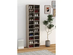 Prateleira de sapato de madeira VCM | Dimensões aprox. A. 183 x L. 52 x P. 30 cm | Sapato com 22 compartimentos | Gabinete de sapato - Hinsol XL (Sonoma oak)
