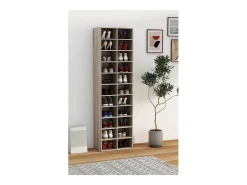 Prateleira de sapato de madeira VCM | Dimensões aprox. A. 183 x L. 52 x P. 30 cm | Sapato com 22 compartimentos | Gabinete de sapato - Hinsol XL (Sonoma oak)