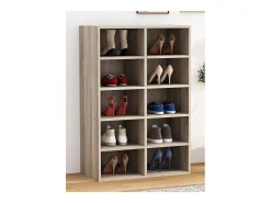 Prateleira de sapato de madeira VCM | Dimensões aprox. A. 84 x L. 55 x P. 30 cm | Sapato cômoda com 10 compartimentos | Armário de sapato - Hinsol M (Sonoma oak)