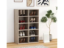 Prateleira de sapato de madeira VCM | Dimensões aprox. A. 84 x L. 55 x P. 30 cm | Sapato cômoda com 10 compartimentos | Armário de sapato - Hinsol M (Sonoma oak)