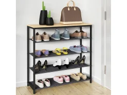 Prateleira de sapatos VCM | Dimensões aprox. A. 87 x L. 90 x P. 30 cm | Sapatos em estilo industrial | Prateleira com 4 compartimentos - Taliro (carvalho mel)