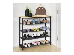 Prateleira de sapatos VCM | Dimensões aprox. A. 87 x L. 90 x P. 30 cm | Sapatos em estilo industrial | Prateleira com 4 compartimentos - Taliro (carvalho mel)