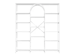 Prateleira em aço e MDF de 160 x 30 x 180 cm - Design retangular e arqueado - Branca