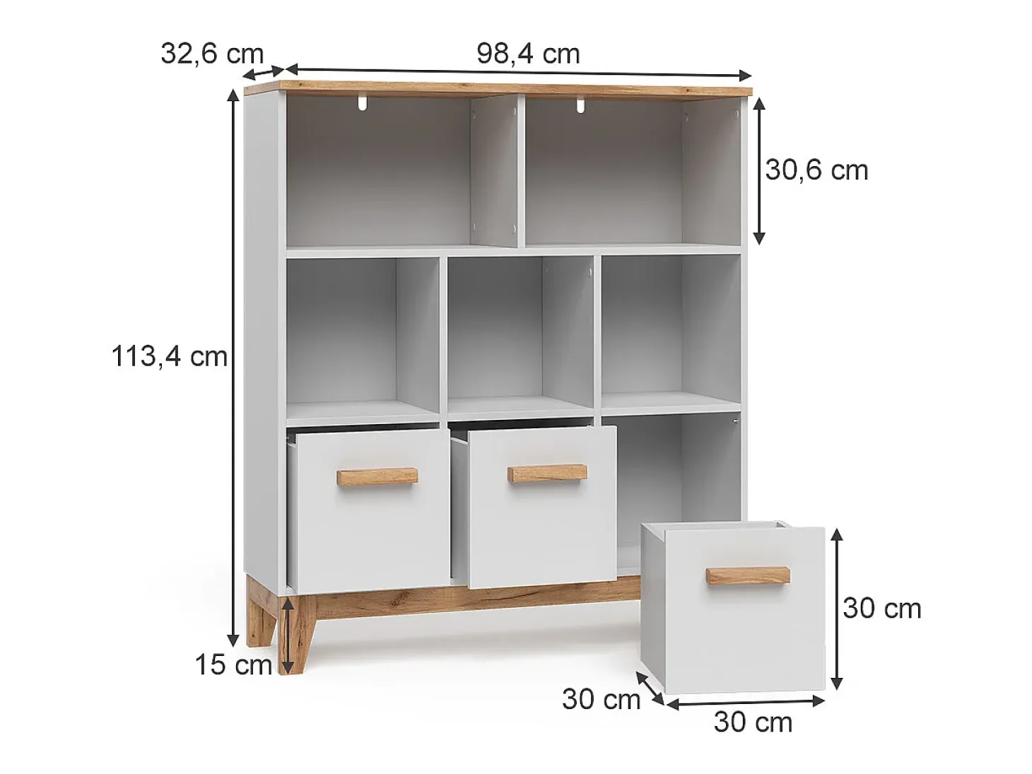 Prateleira infantil branco/artesanal 98.4x32.6x113.4 malia