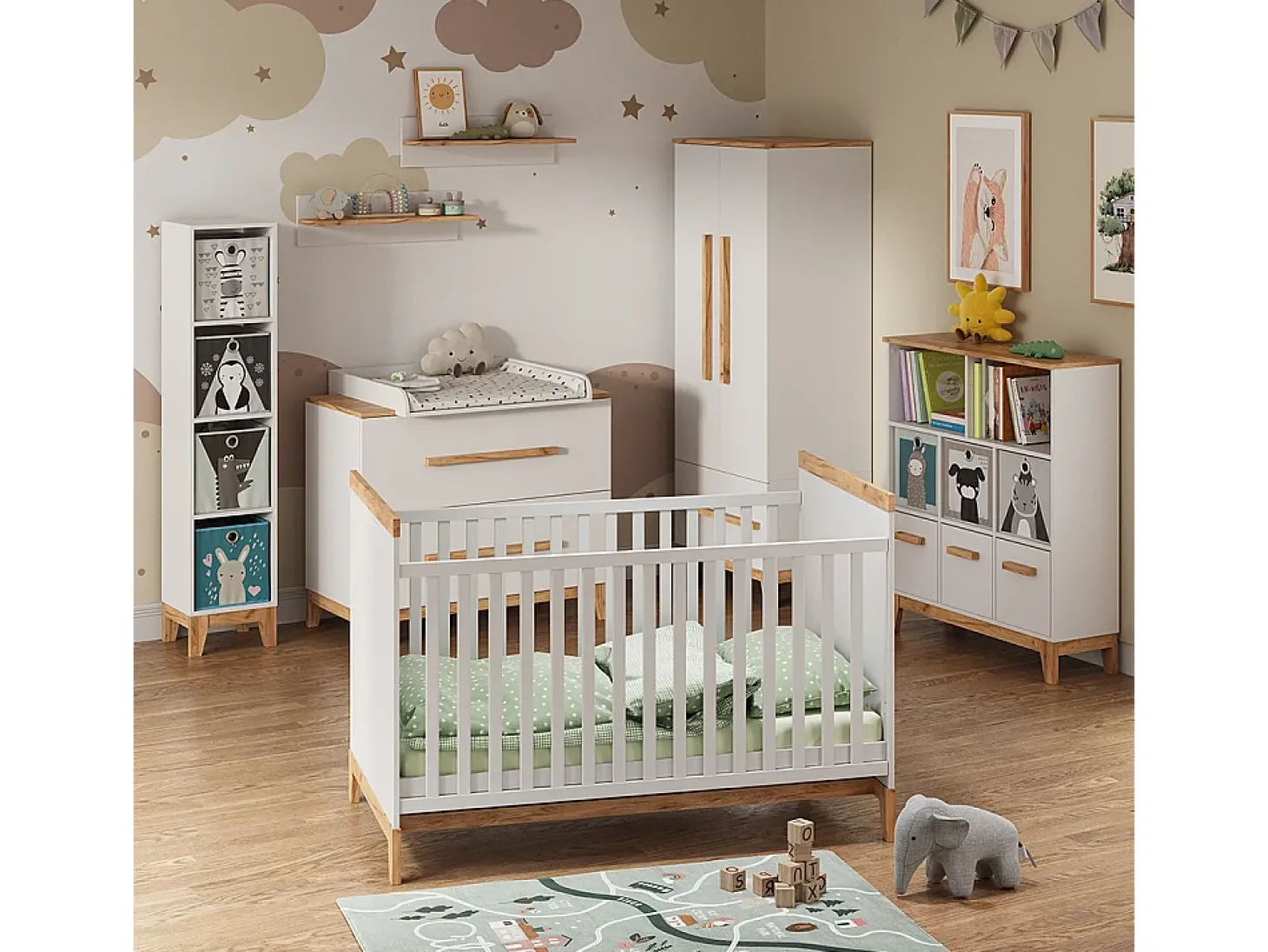 Prateleira infantil branco/artesanal 98.4x32.6x113.4 malia