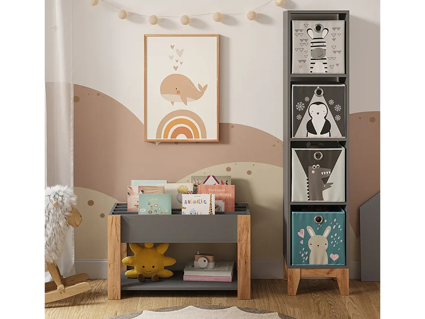 Prateleira infantil cinza/artesanal 80x37x46 malia