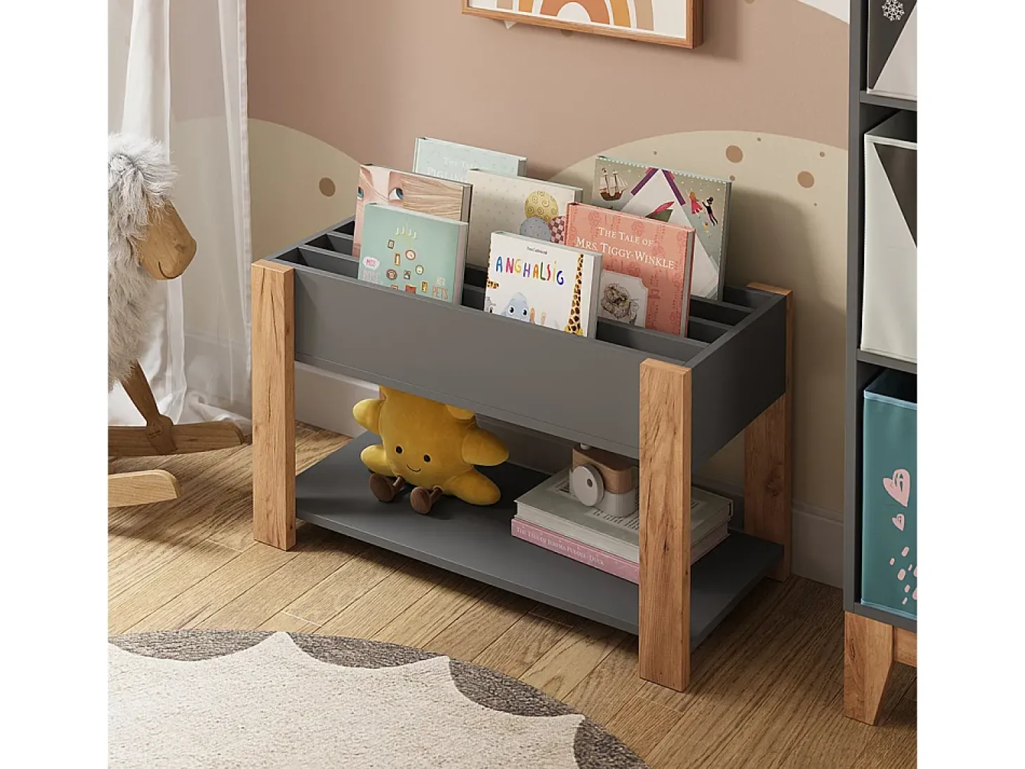 Prateleira infantil cinza/artesanal 80x37x46 malia
