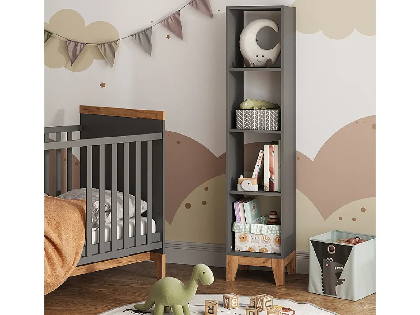 Prateleira infantil cinza/artesanal 35.2x30x159.5 malia